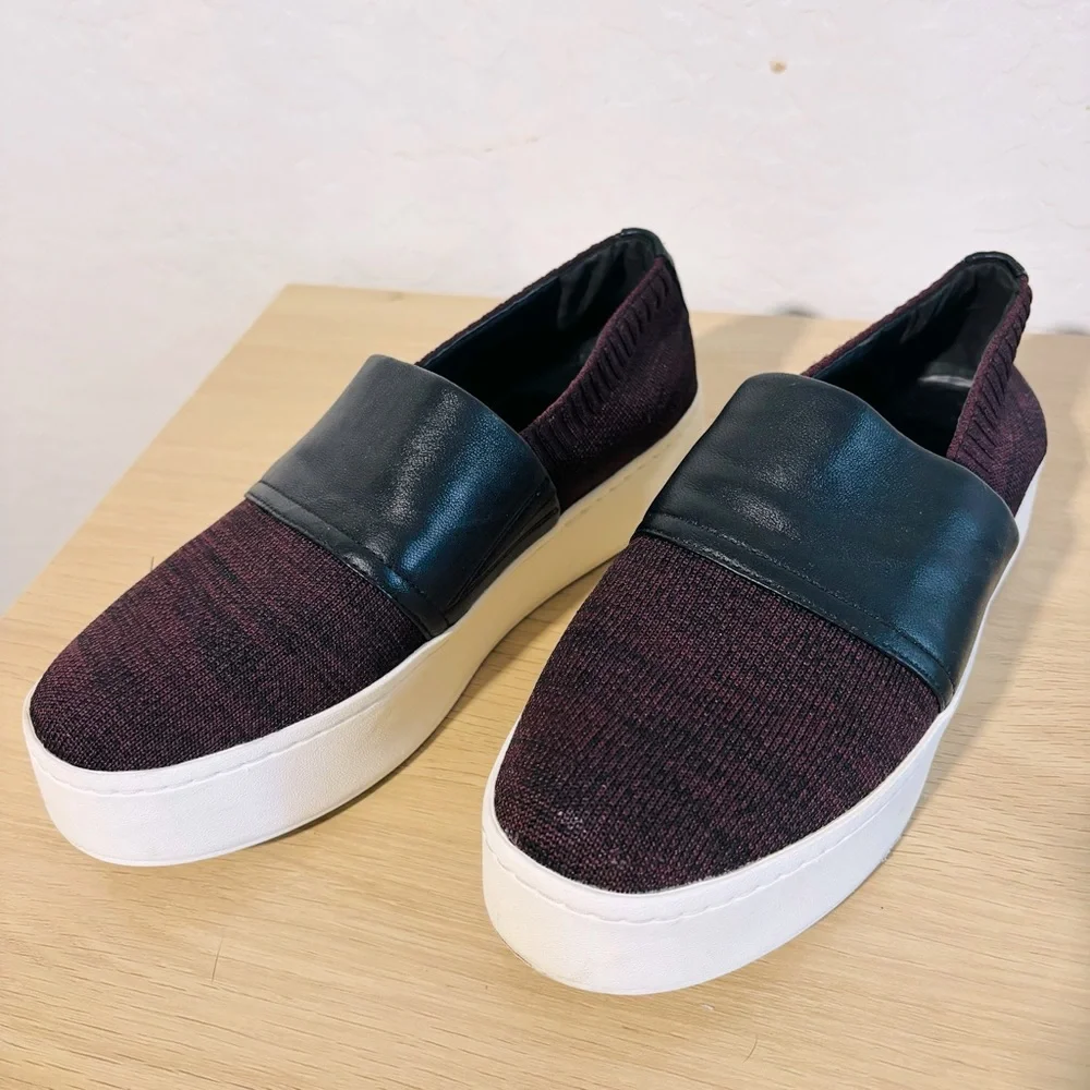 Vince Ward Women’s‎ Platform Slip-On Stylish Black and Burgundy Sneakers